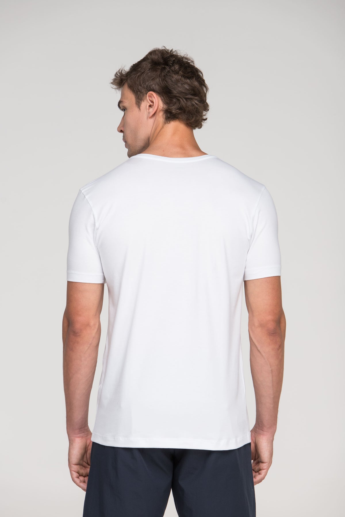 Camiseta Manga Curta Henley Smart Algodão Egípcio Branco