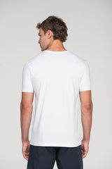 Camiseta Manga Curta Henley Smart Algodão Egípcio Branco