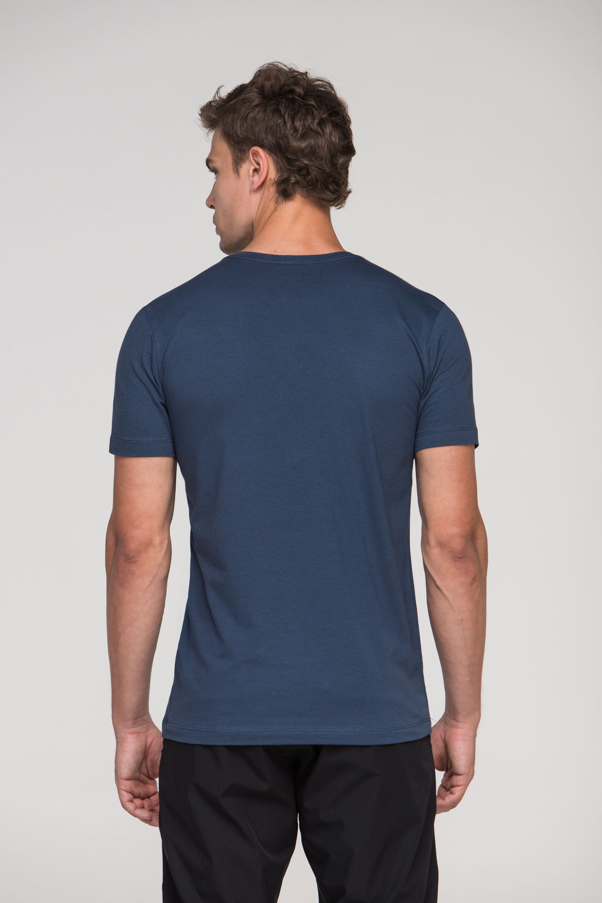 Camiseta Manga Curta Henley Smart Algodão Egípcio Azul