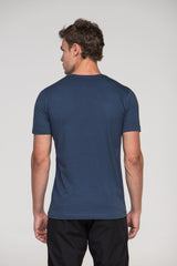 Camiseta Manga Curta Henley Smart Algodão Egípcio Azul