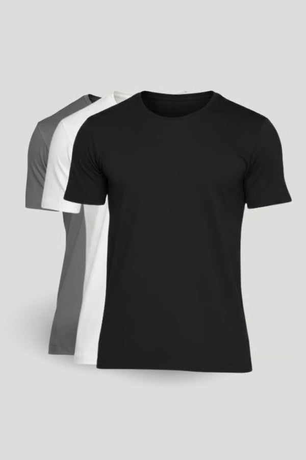 Kit 3 Camisetas Lisas de Algodão Egípcio
