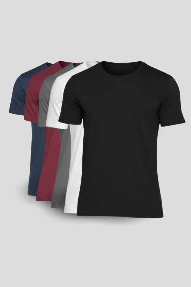 Kit 5 Camisetas Lisas de Algodão Egípcio