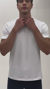 Camiseta Gola Média Algodão Egípcio Duplo Branco