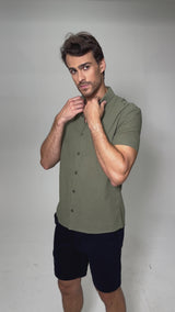 Camisa Social Manga Curta Cotton Sub Verde