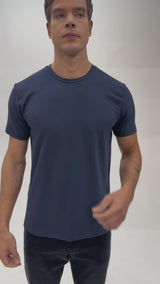 Camiseta Strong Algodão Egípcio Duplo Azul Marinho