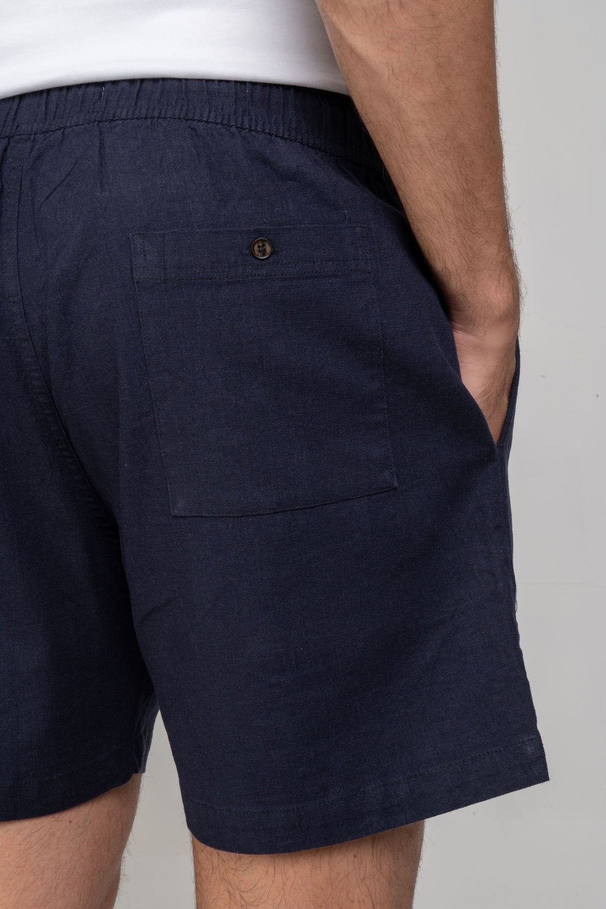 Short Linen Resort Elegance Azul Marinho