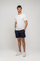 Short Linen Resort Elegance Azul Marinho