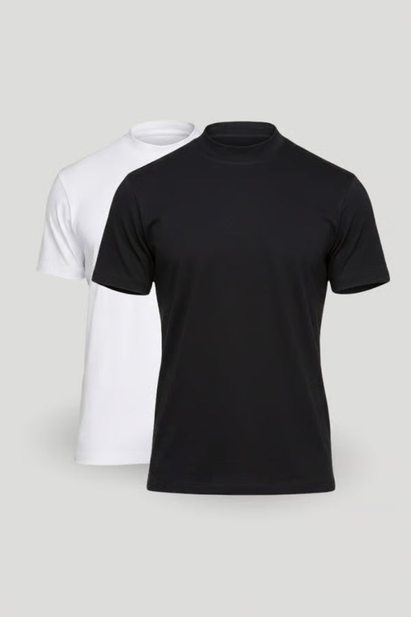 Kit 2 Camisetas Gola Média Algodão Egípcio Duplo