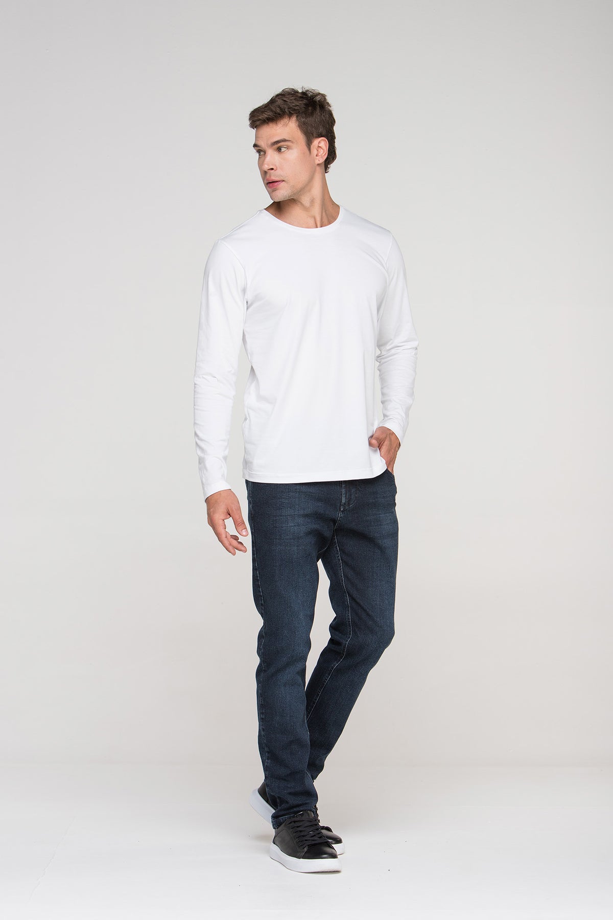 Camiseta Smart Manga Longa Branca
